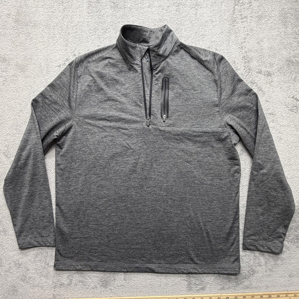 PGA TOUR Pullover Mens Medium Gray 1/4 Zip Mock Neck Stretch Golf Long Sleeve